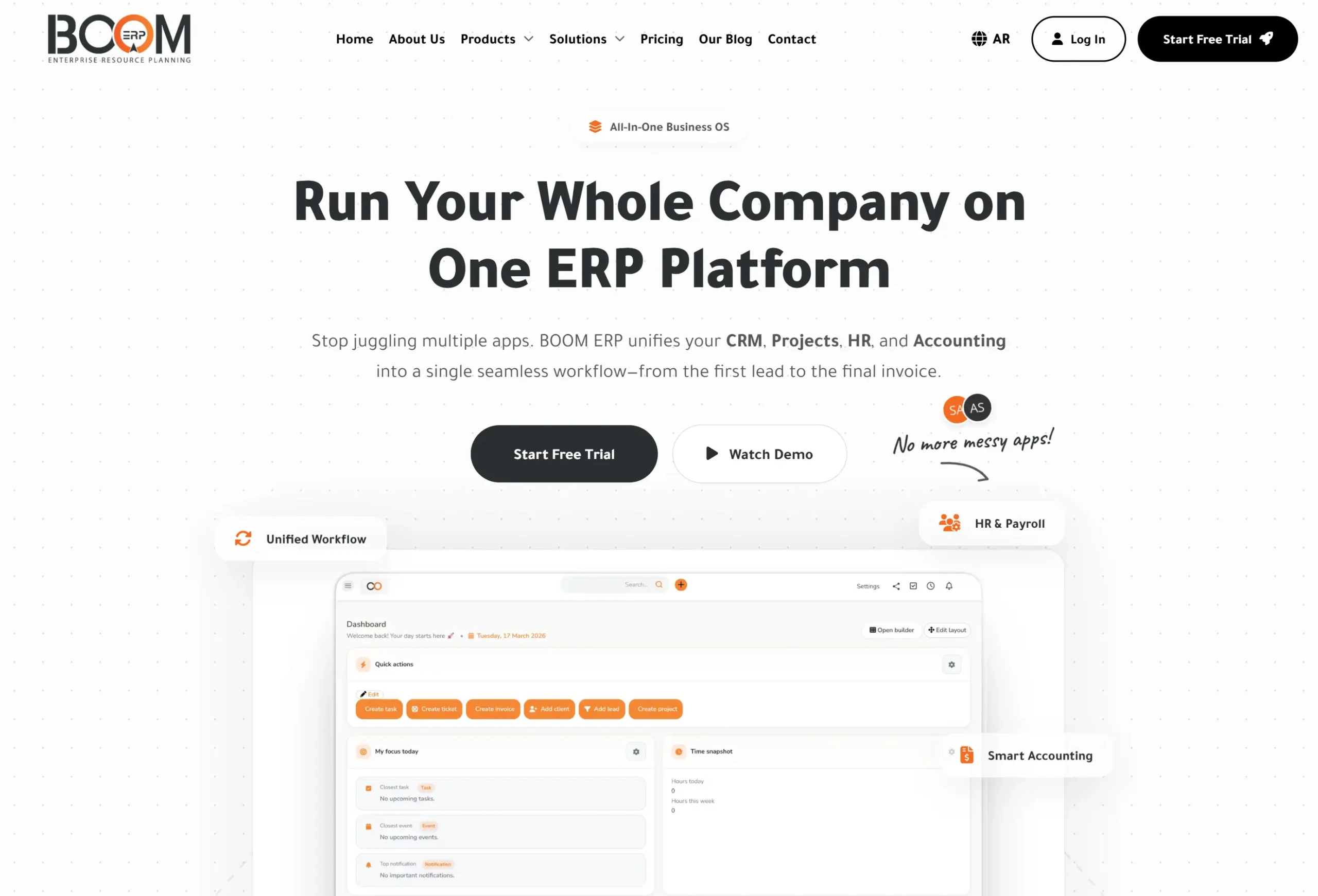 BOOM ERP website